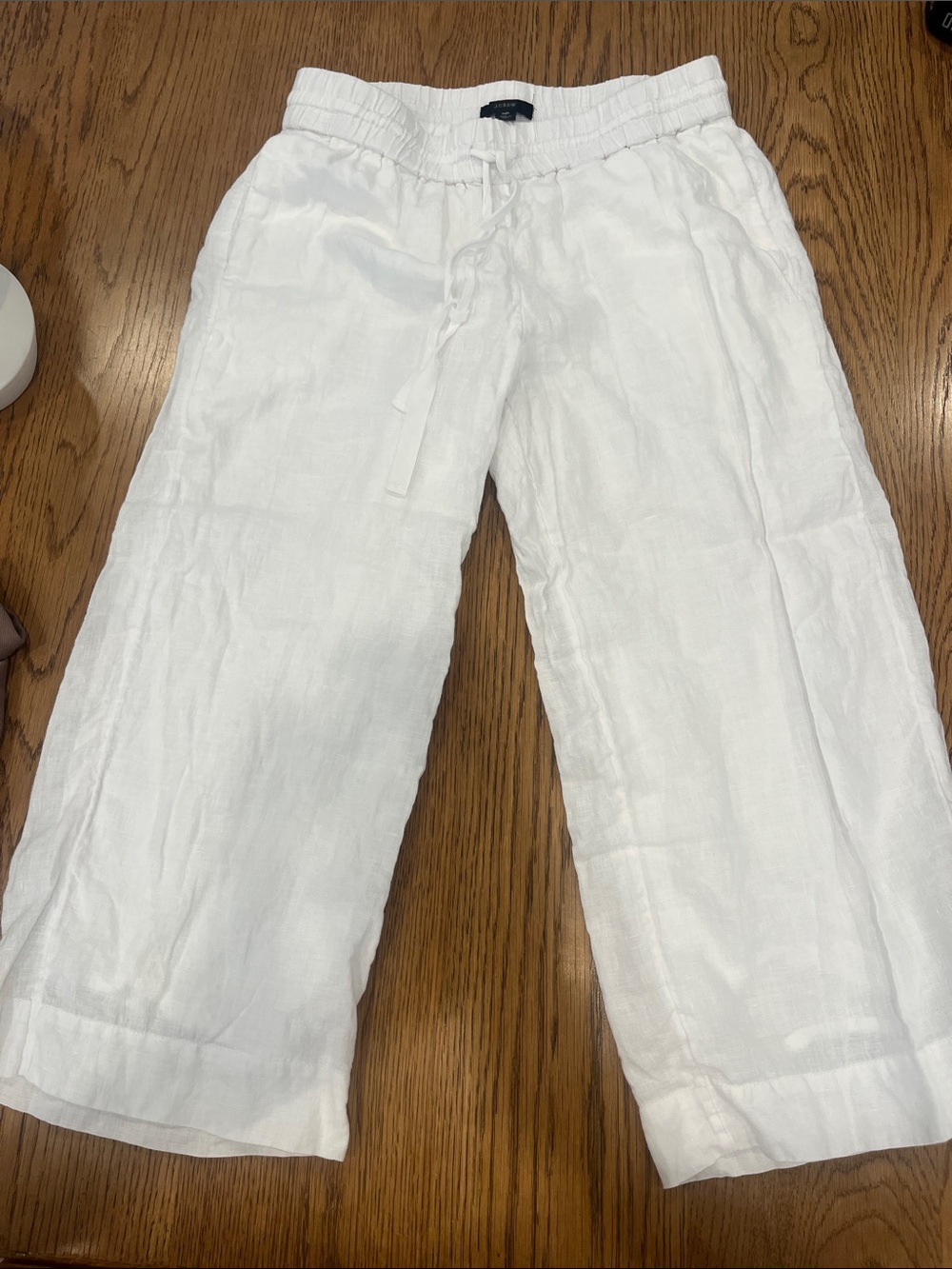 J. Crew White Linen Drawstring Capris